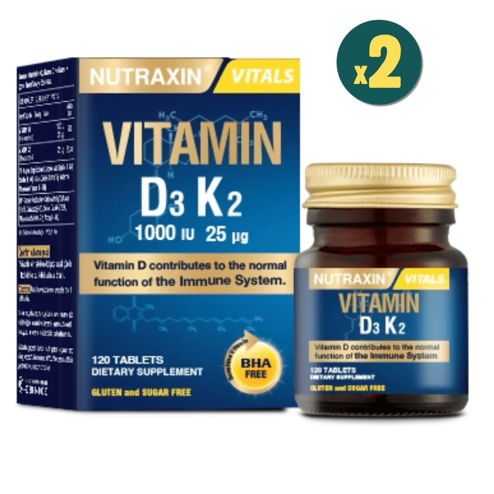Nutraxin Vitamin D3K2 1000 IU 120 Tablet 2 Adet Fiyatları - Modern Eczane