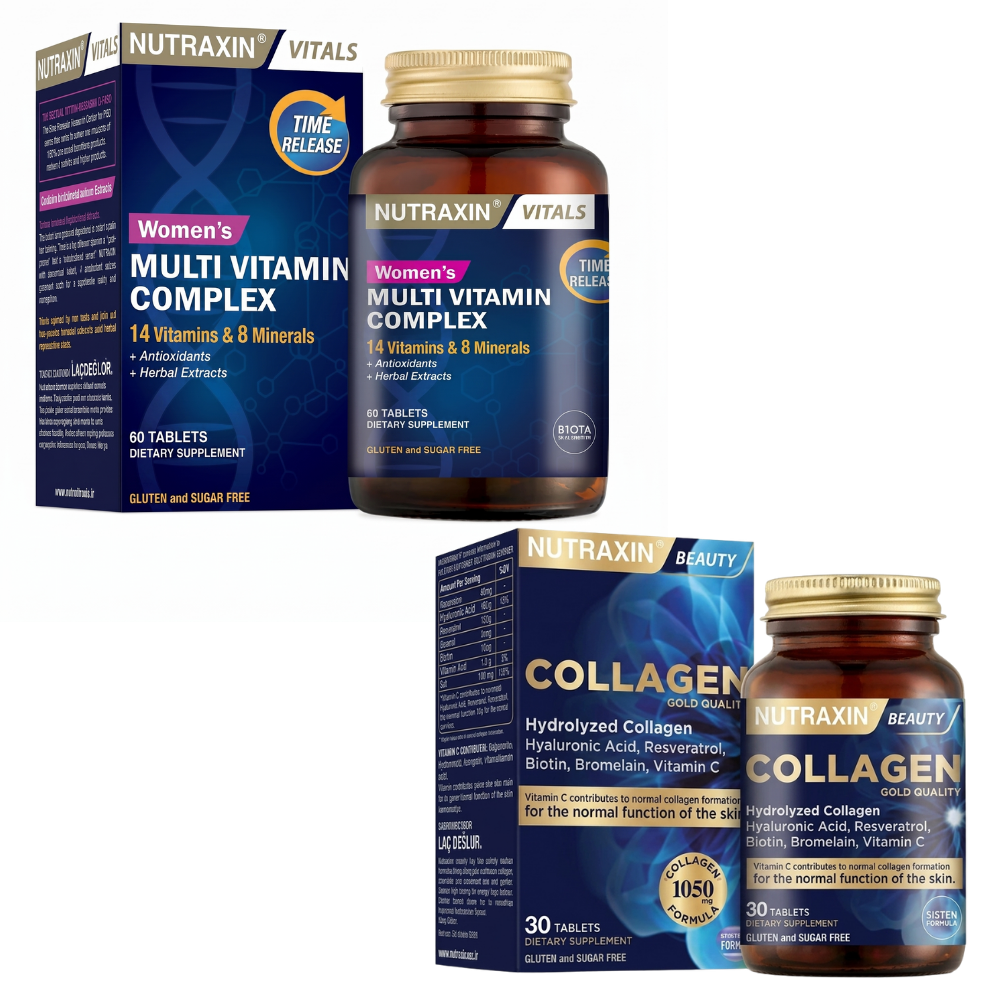 Nutraxin Women's Multi Vitamin Complex 60 Tablet & Nutraxin Collagen Gold 30 Tablet Fiyatları - Modern Eczane