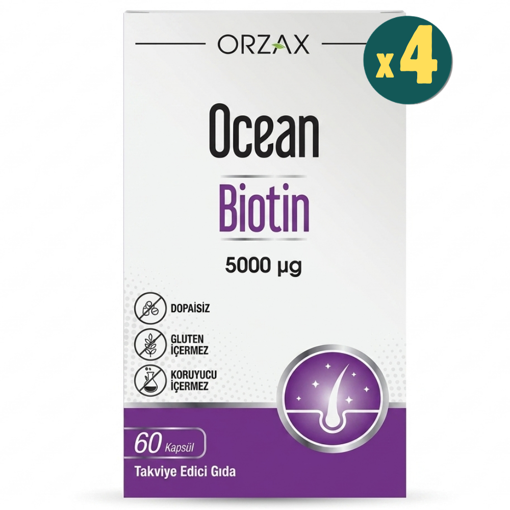 Ocean Biotin 5000 mcg 60 Kapsül 4 Adet Fiyatları - Modern Eczane