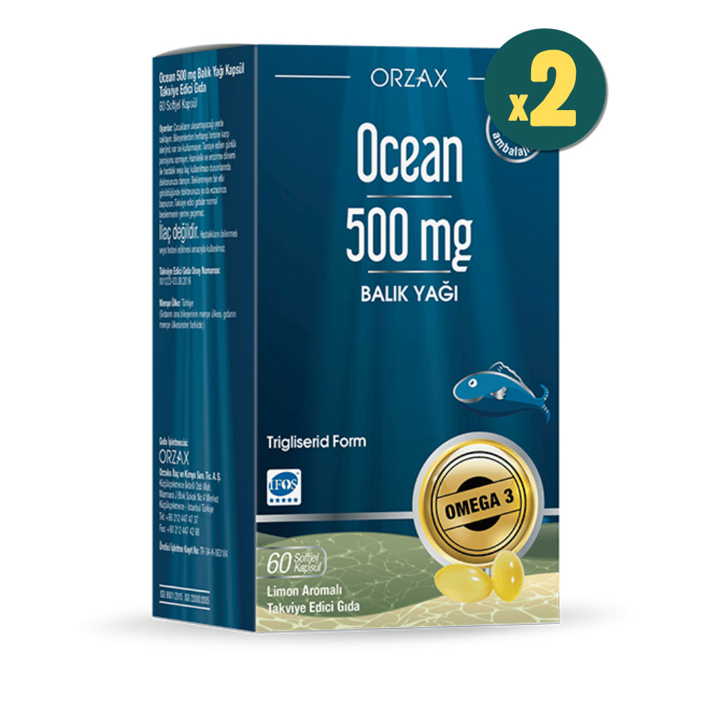Ocean Omega 3 Balık Yağı 500 mg 60 Kapsül 2 Adet Fiyatları - Modern Eczane