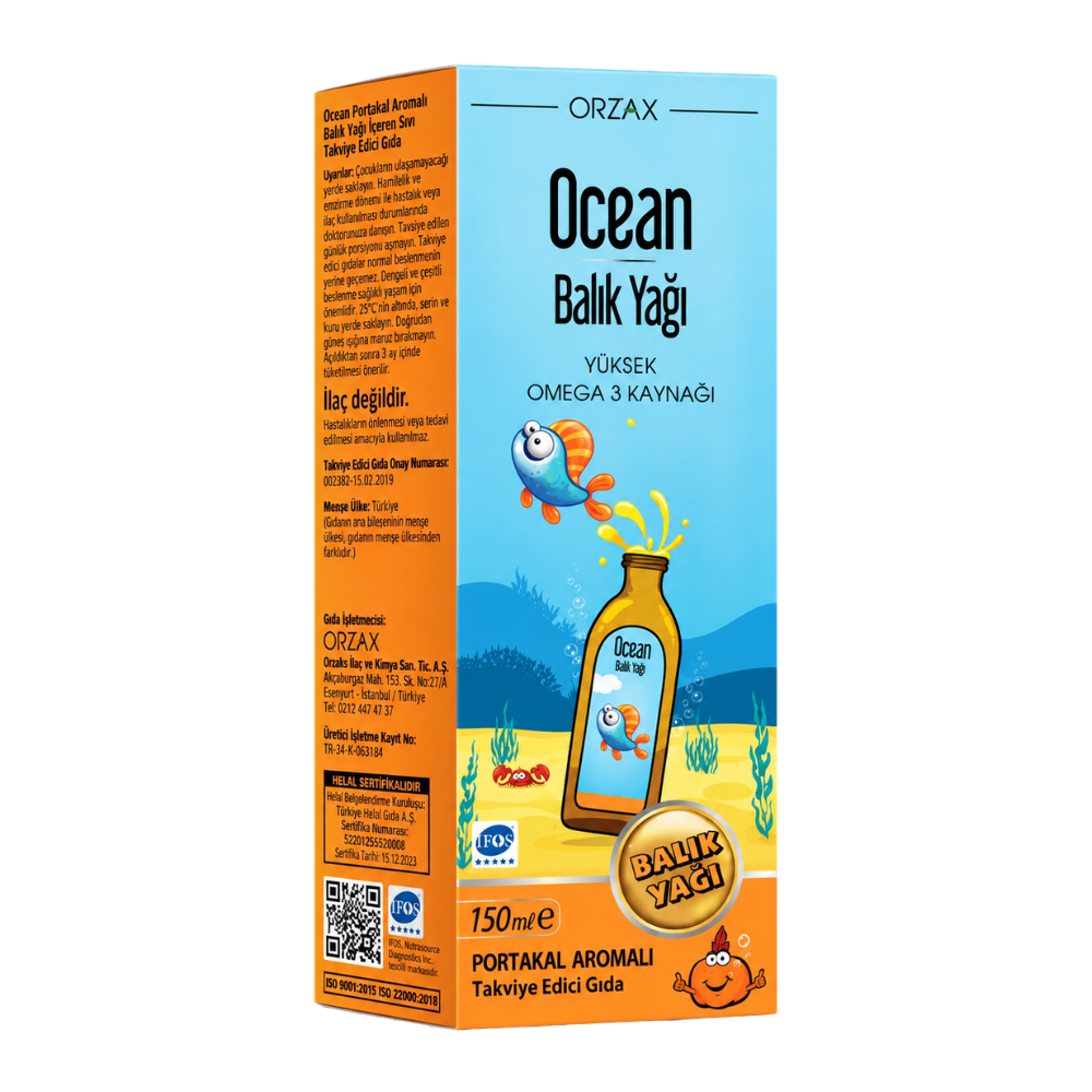 Ocean Omega 3 Portakallı Balık Yağı 150 ml Fiyatları - Modern Eczane