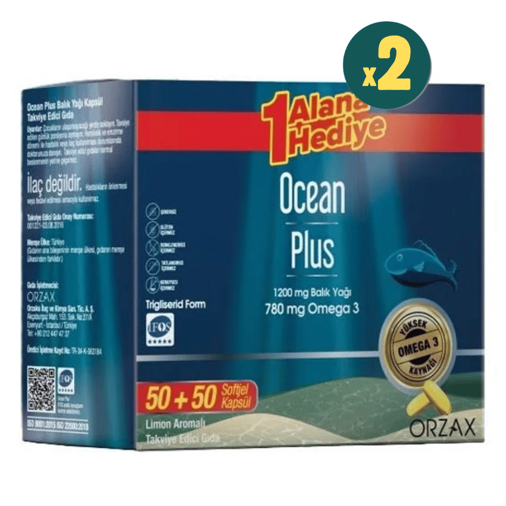 Ocean Plus 1200 mg 100 Softjel - %25 İndirimli 2 Adet Fiyatları - Modern Eczane