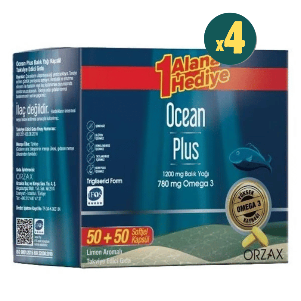 Ocean Plus 1200 mg 100 Softjel - %25 İndirimli 4 Adet Fiyatları - Modern Eczane