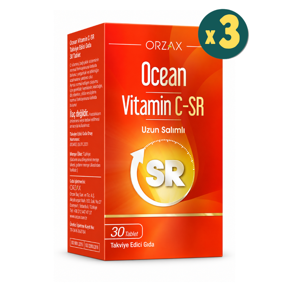 Ocean Vitamin C-SR 500 mg 30 Tablet 3 Adet Fiyatları - Modern Eczane