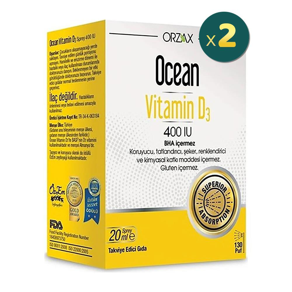 Ocean Vitamin D3 400 IU Oral Sprey 20 ml 2 Adet Fiyatları - Modern Eczane
