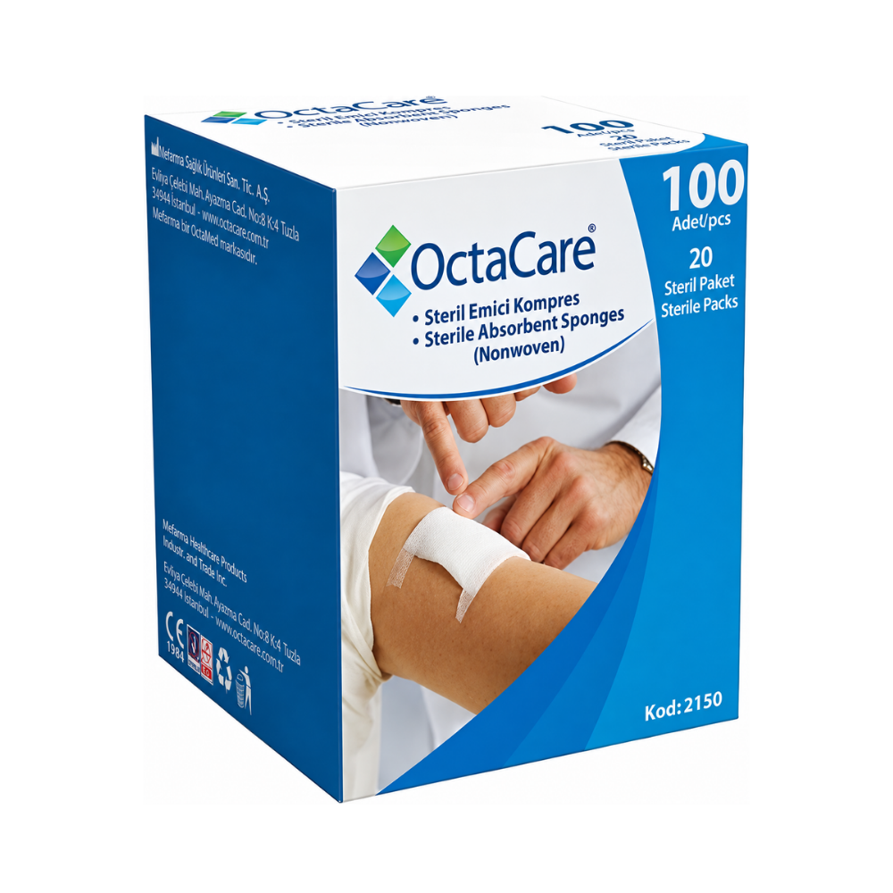 OctaCare Steril Emici Kompres Gazlı Bez 7.5cm x 7.5cm 100'lü Fiyatları - Modern Eczane