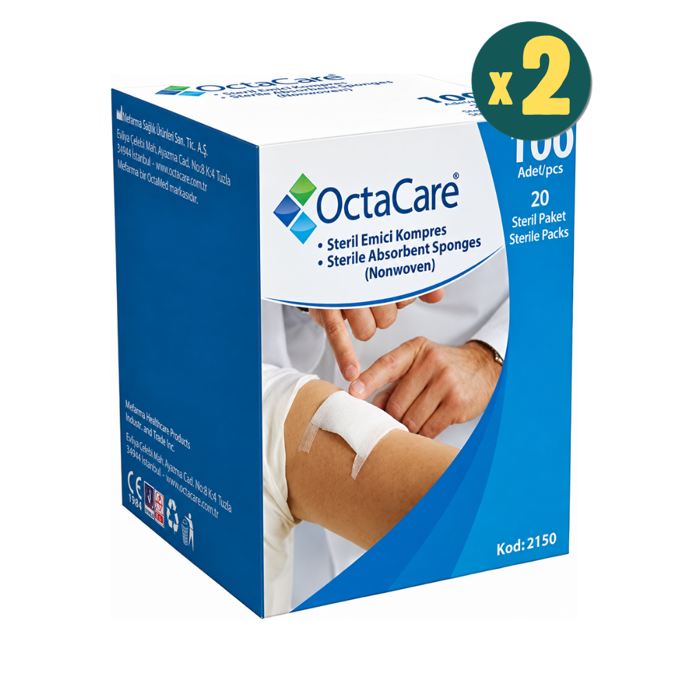 OctaCare Steril Emici Kompres Gazlı Bez 7.5cm x 7.5cm 100'lü 2 Adet Fiyatları - Modern Eczane
