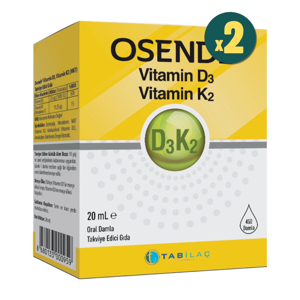 Osende Vitamin D3 K2 Damla 20 ml 2 Adet Fiyatları - Modern Eczane