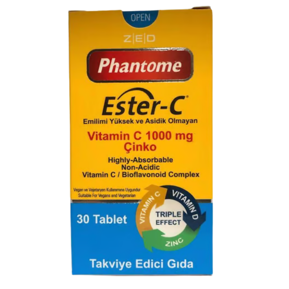 Phantome Ester-C Vitamin C 1000 mg Çinko Vitamin D 30 Tablet Fiyatları - Modern Eczane
