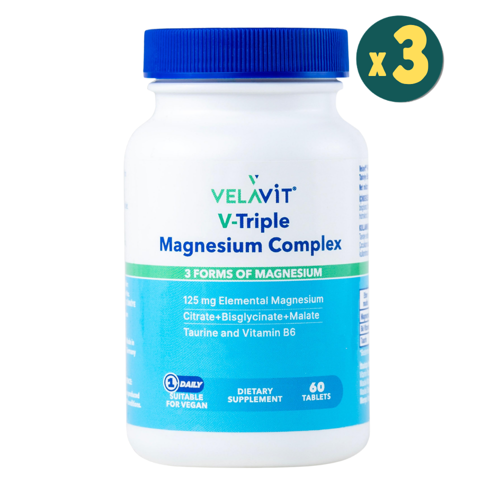 Velavit V Triple Magnesium Complex 60 Kapsül 3 Adet Fiyatları - Modern Eczane