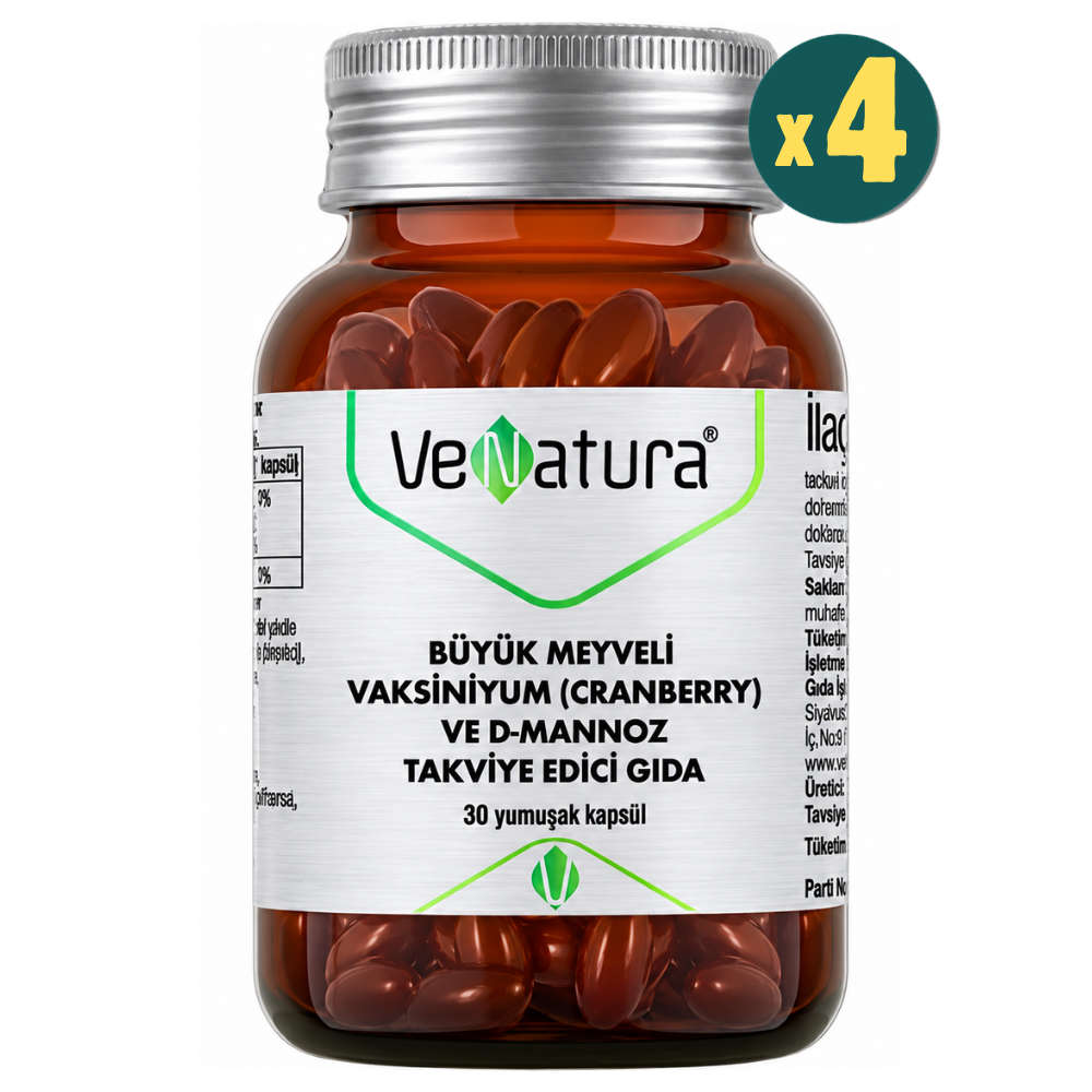 Venatura Cranberry ve D-Mannoz Kapsül 30'lu 4 Adet Fiyatları - Modern Eczane