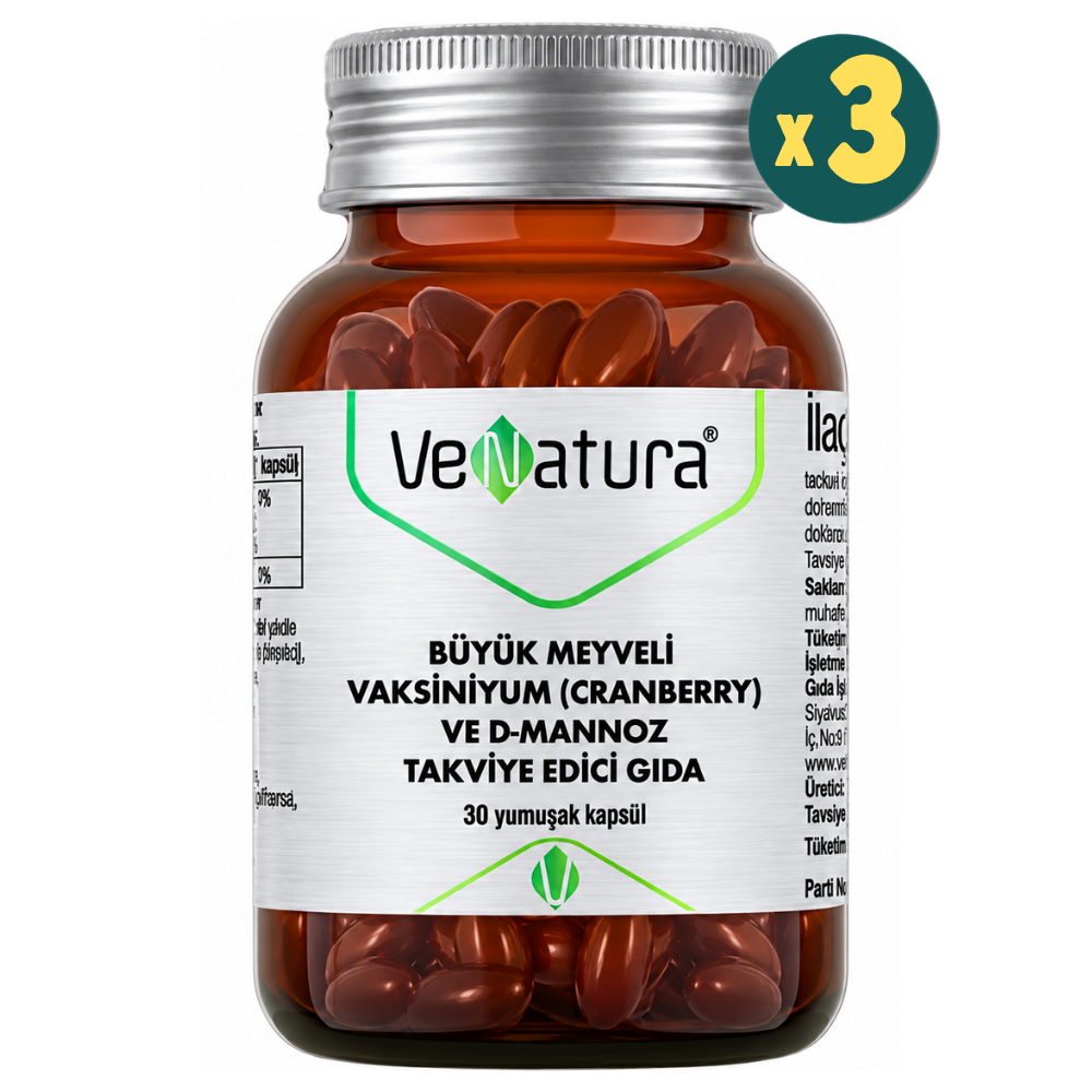 Venatura Cranberry ve D-Mannoz Kapsül 30'lu 3 Adet Fiyatları - Modern Eczane
