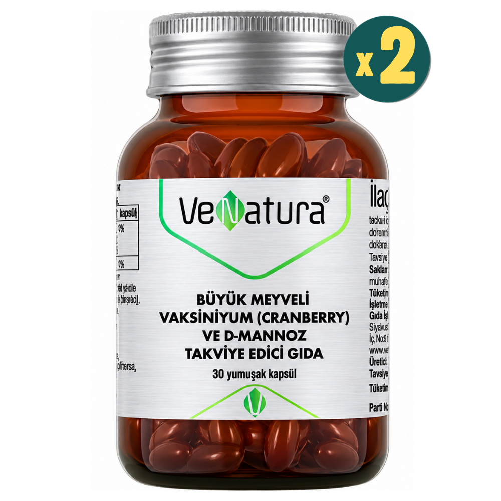 Venatura Cranberry ve D-Mannoz Kapsül 30'lu 2 Adet Fiyatları - Modern Eczane