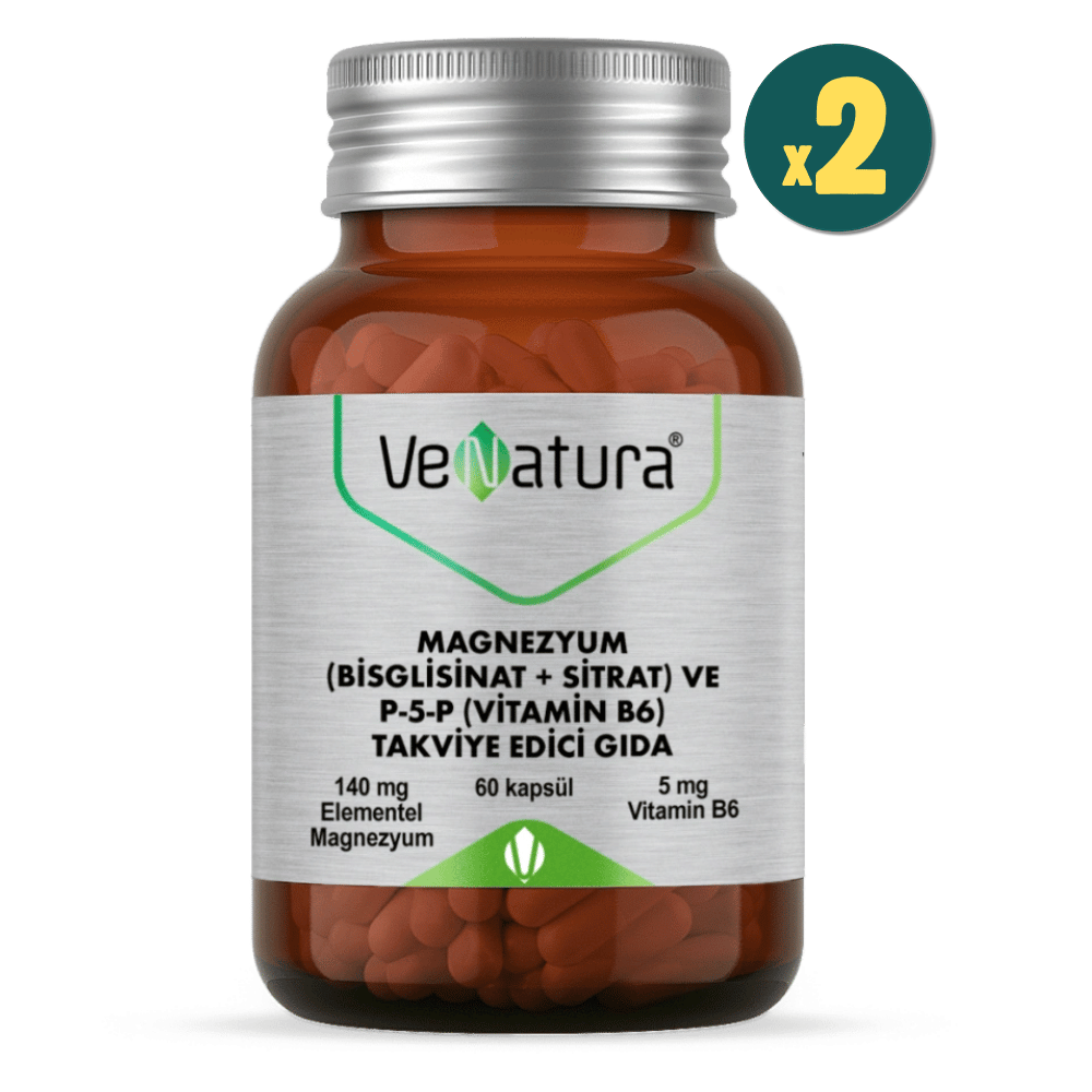 VeNatura Magnezyum (Bisglisinat+Sitrat) ve P5P (Vitamin B6) 60 Kapsül 2 Adet Fiyatları - Modern Eczane