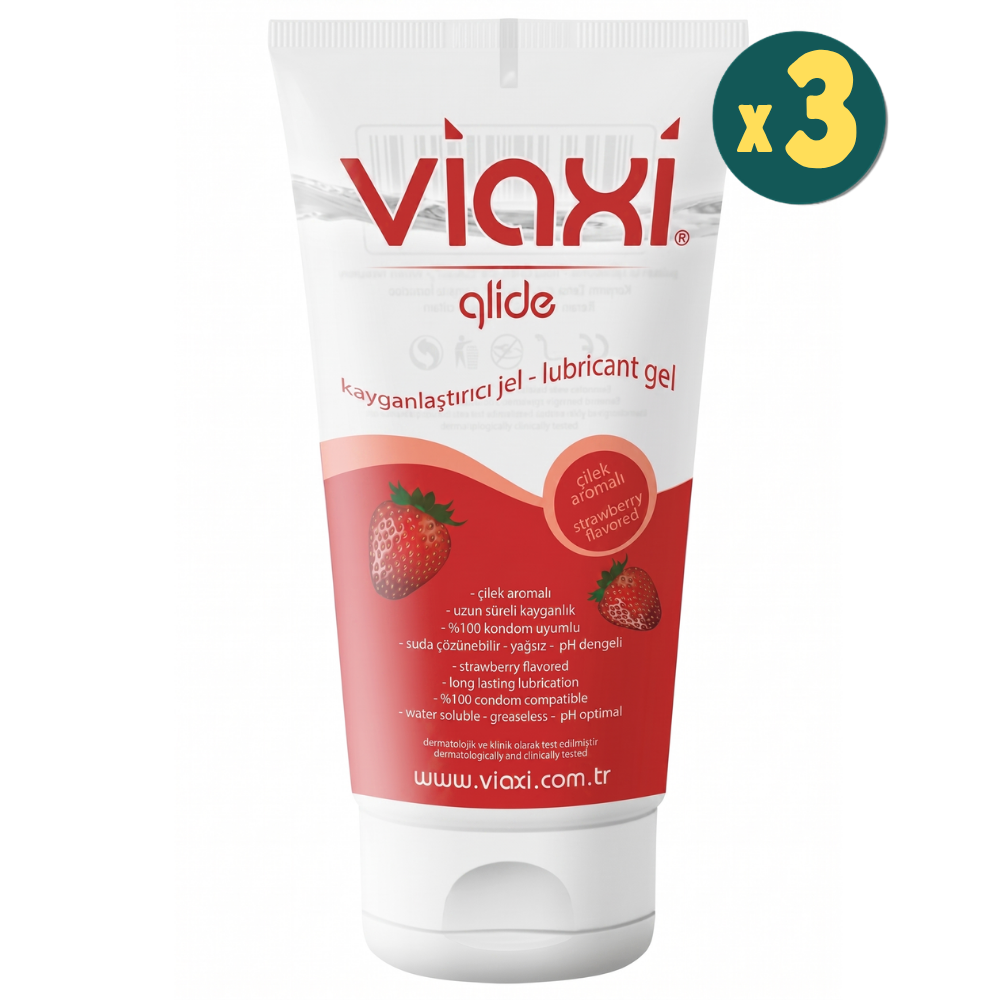 Viaxi Glide Kayganlaştırıcı Jel Çilek 100 ml 3 Adet Fiyatları - Modern Eczane