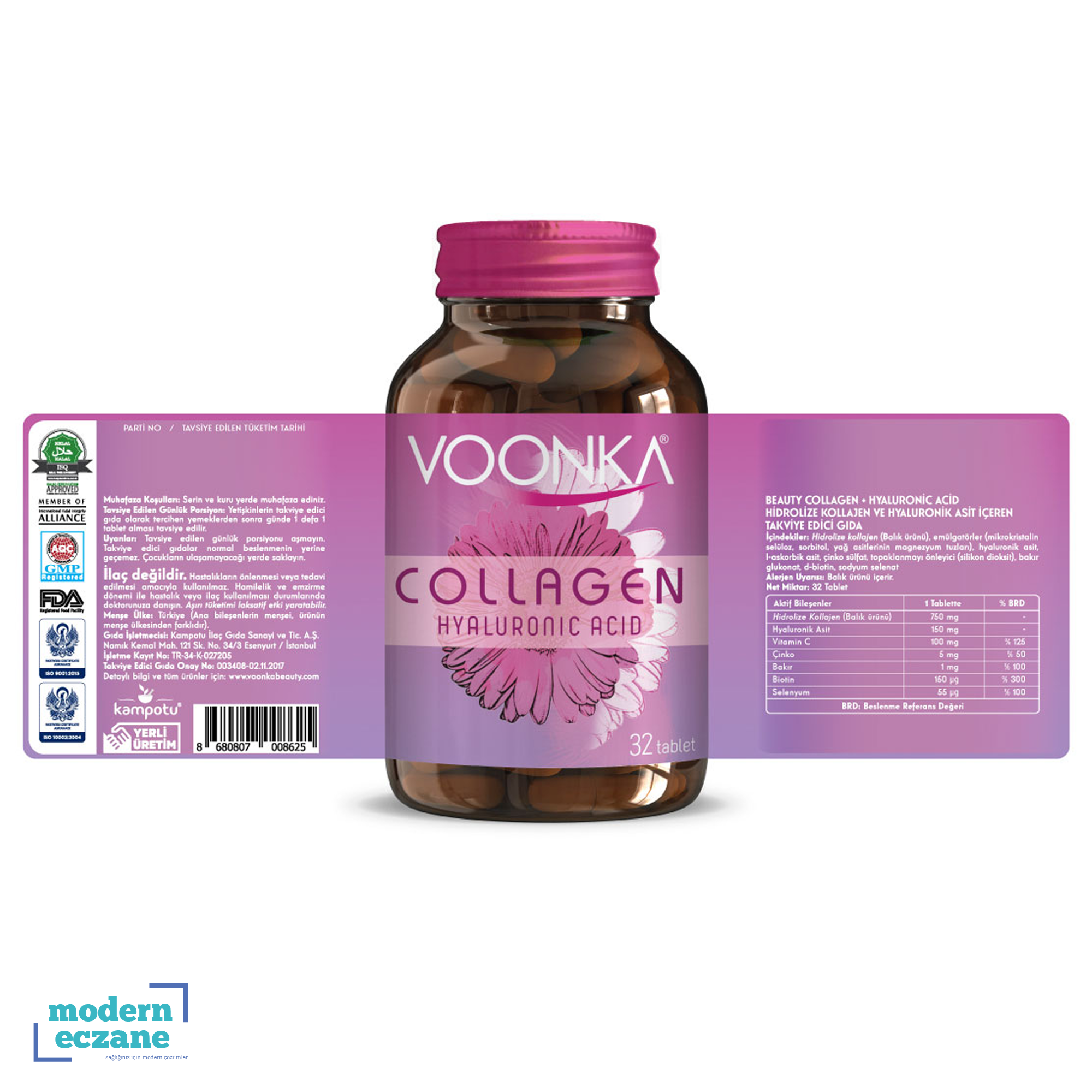 Voonka Collagen Hyaluronic Acid 32 Tablet 2 Adet  Fiyatları