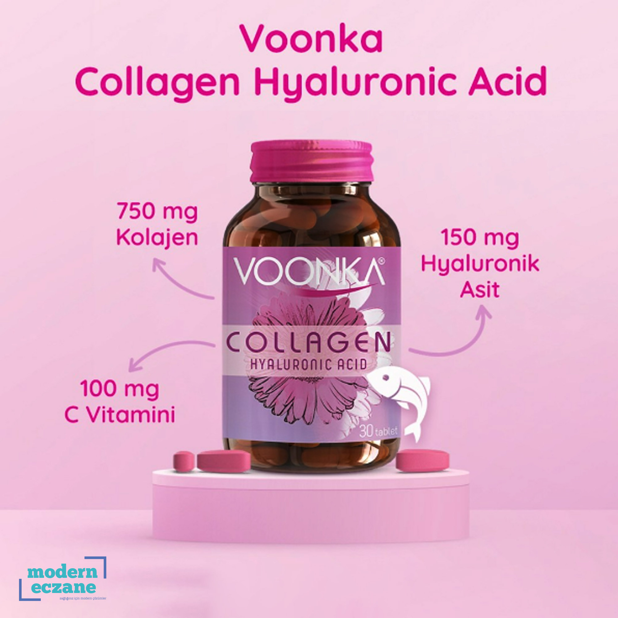 Voonka Collagen Hyaluronic Acid 32 Tablet 2 Adet  Fiyatları