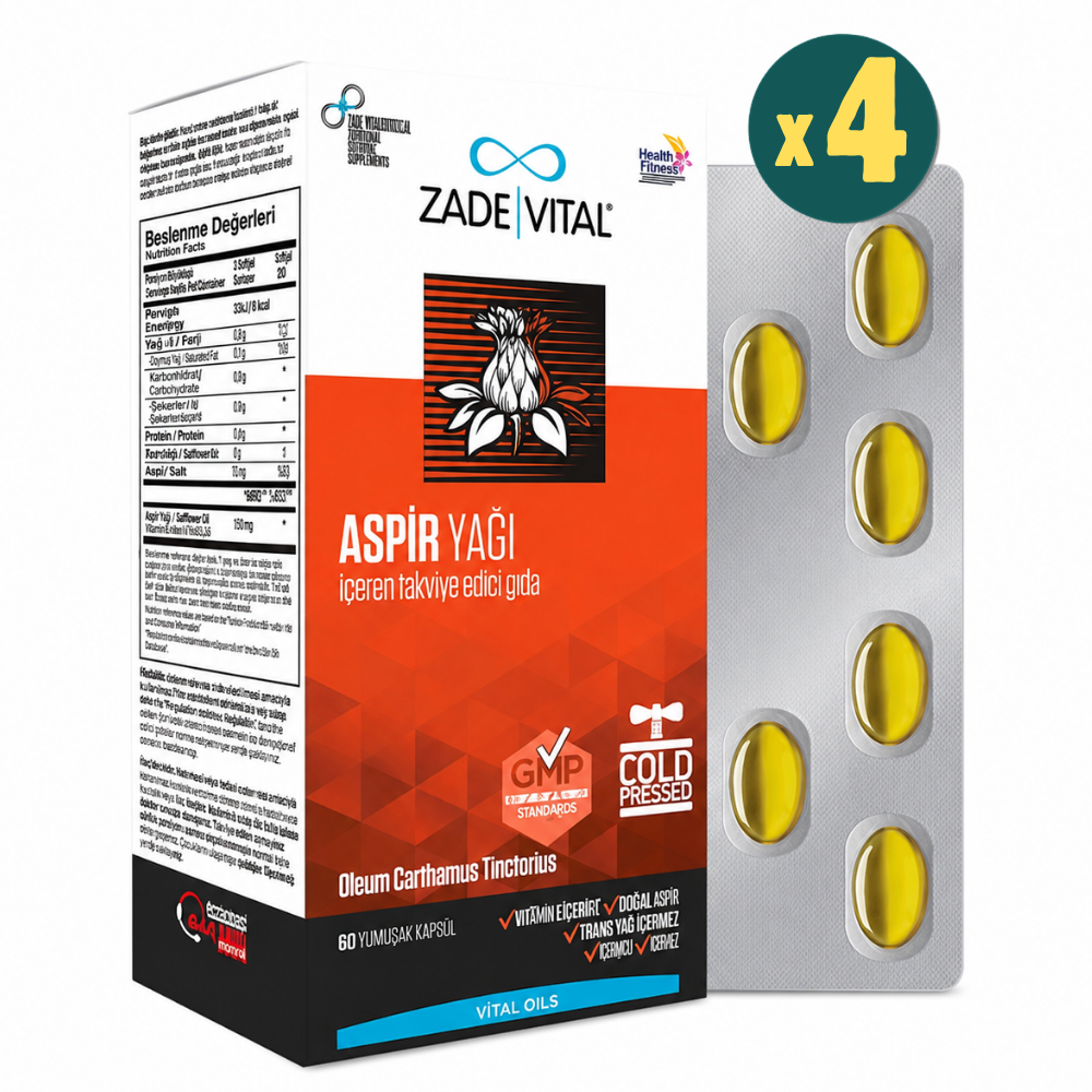 Zade Vital Aspir Yağı 600 mg 60 Kapsül 4 Adet Fiyatları - Modern Eczane