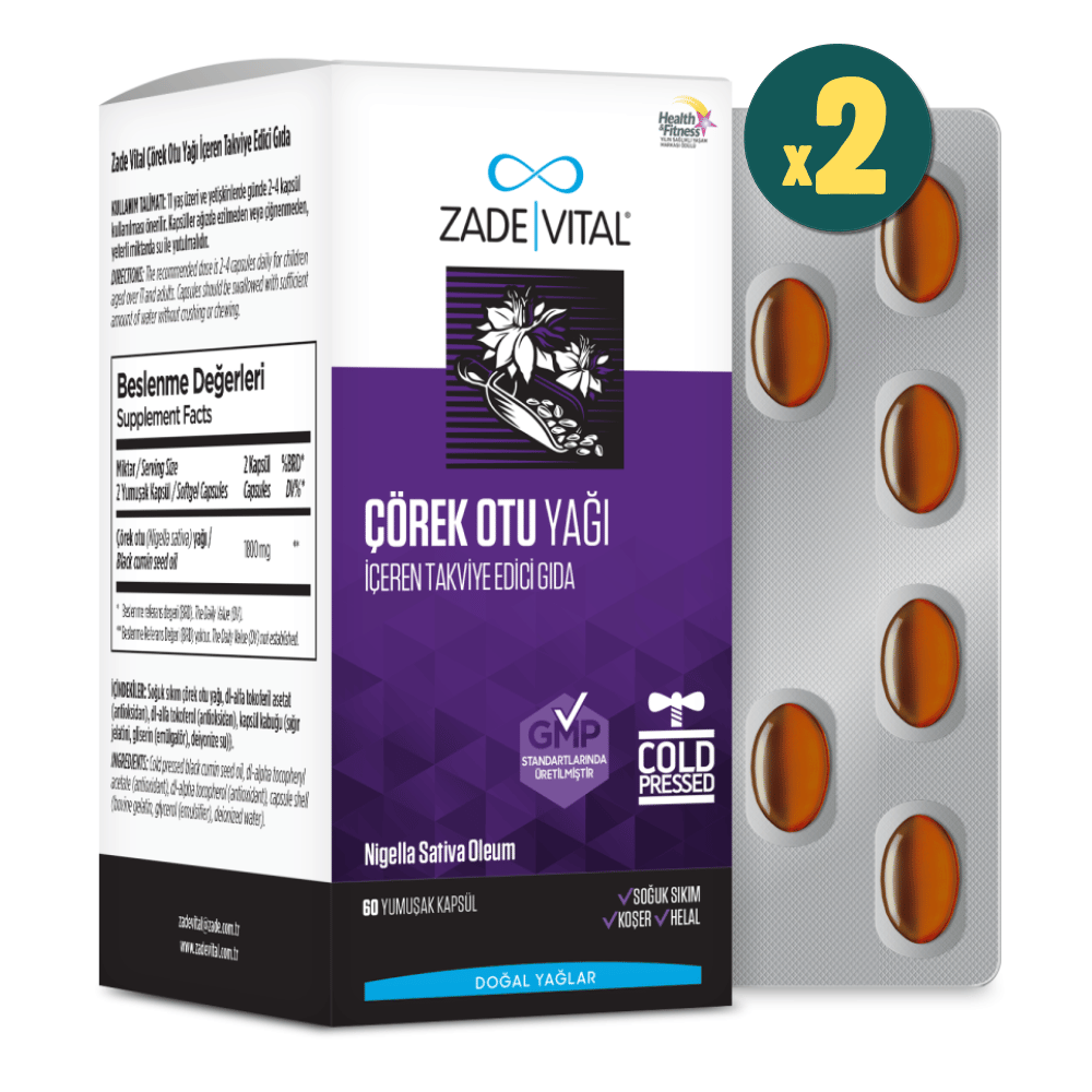 Zade Vital Çörek Otu Yağı 900 mg 60 Blister Kapsül 2 AdetFiyatları - Modern Eczane