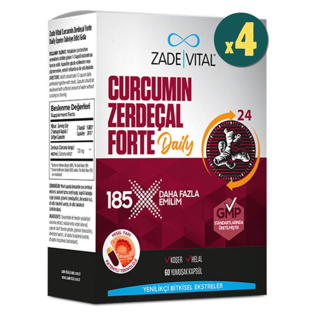 Zade Vital Curcumin Zerdeçal Forte Daily 60 Yumuşak Kapsül 4 Adet Fiyatları - Modern Eczane