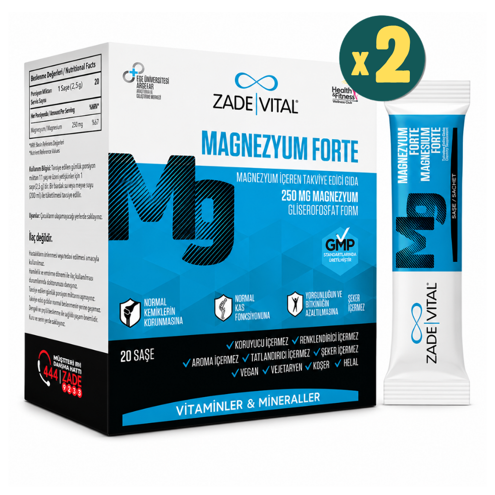 Zade Vital Magnesium Forte 20 Saşe 2 Adet Fiyatları - Modern Eczane