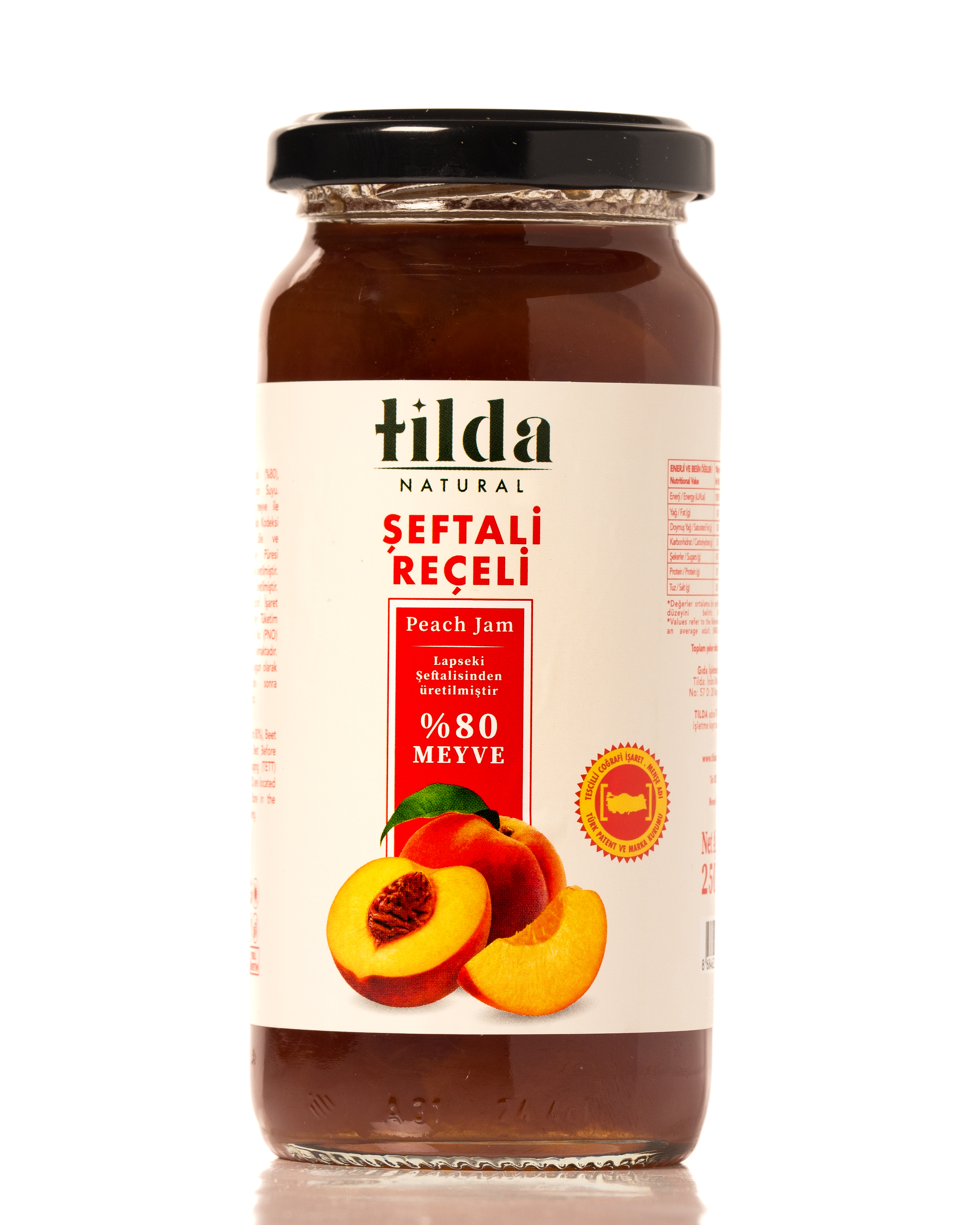 Lapseki Şeftali Reçeli (%80 Meyve) – 250 g