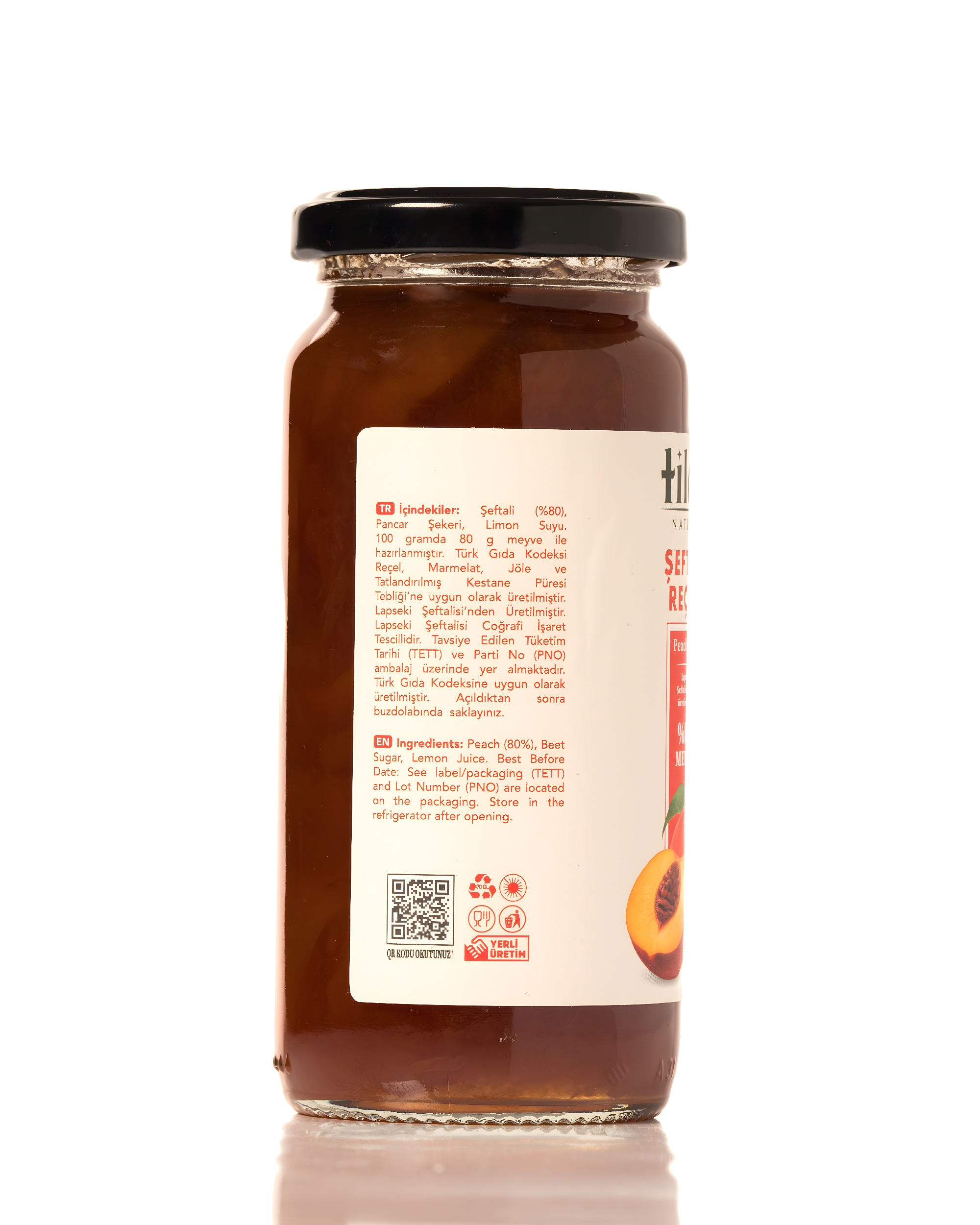 Lapseki Şeftali Reçeli (%80 Meyve) – 250 g