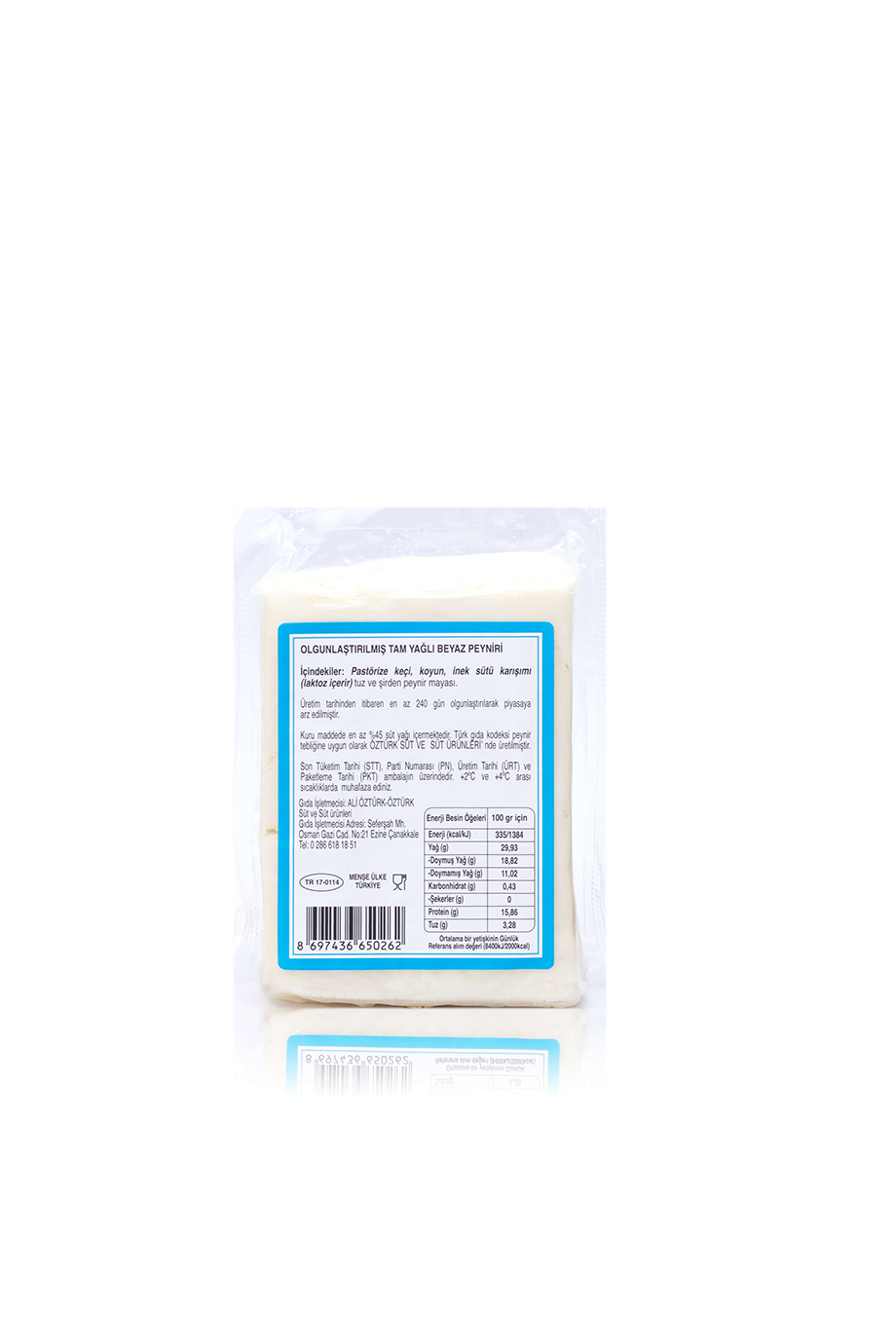 Olgunlaştırılmış Tam Yağlı(%90 Keçi,%5Koyun ,%5Keçi) Beyaz Peyniri-350 gr