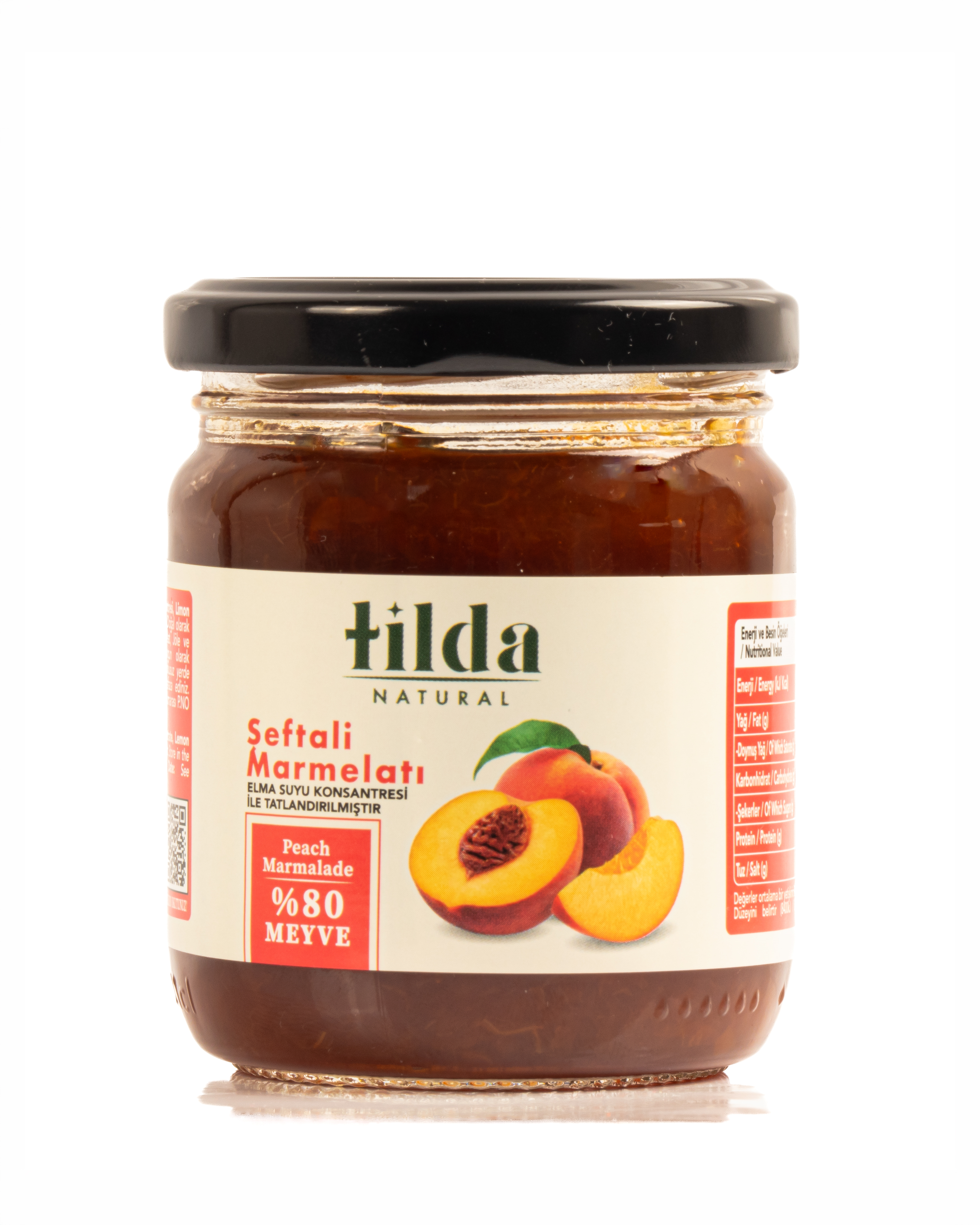 Şeker İlavesiz Şeftali Marmelatı (%80 Meyve) – 220 g
