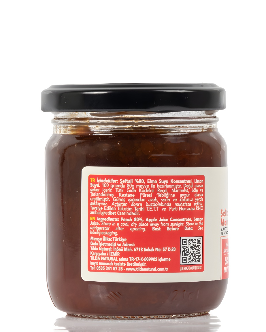 Şeker İlavesiz Şeftali Marmelatı (%80 Meyve) – 220 g