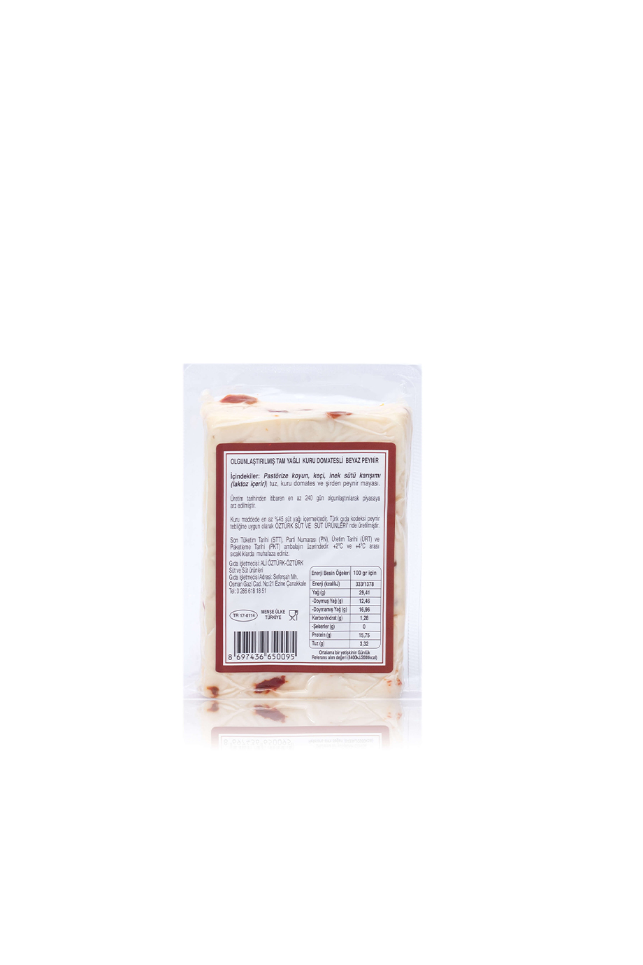 Tam Yağlı Olgunlaştırılmış Kuru Domatesli Beyaz Peynir - 350 gr