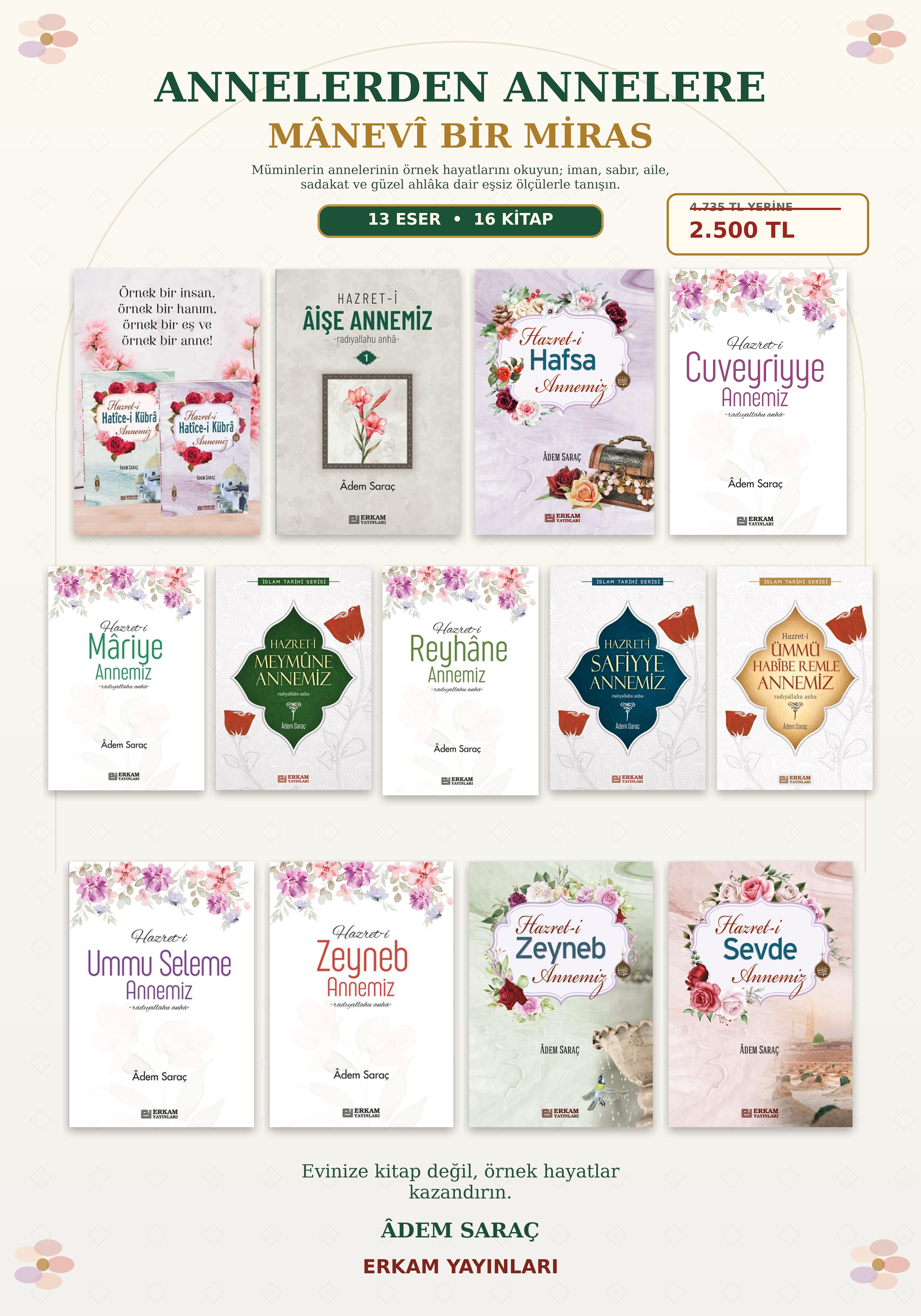 Asrı Saadetden Annelerimiz  16  Kitap Set - Adem Saraç-