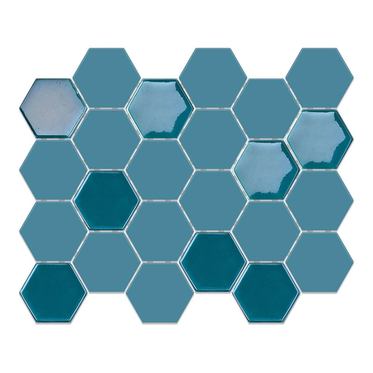 Betsan Hexa Mega Neostone Blend Artistic Turquoise 77x88 mm Dekor Mozaik