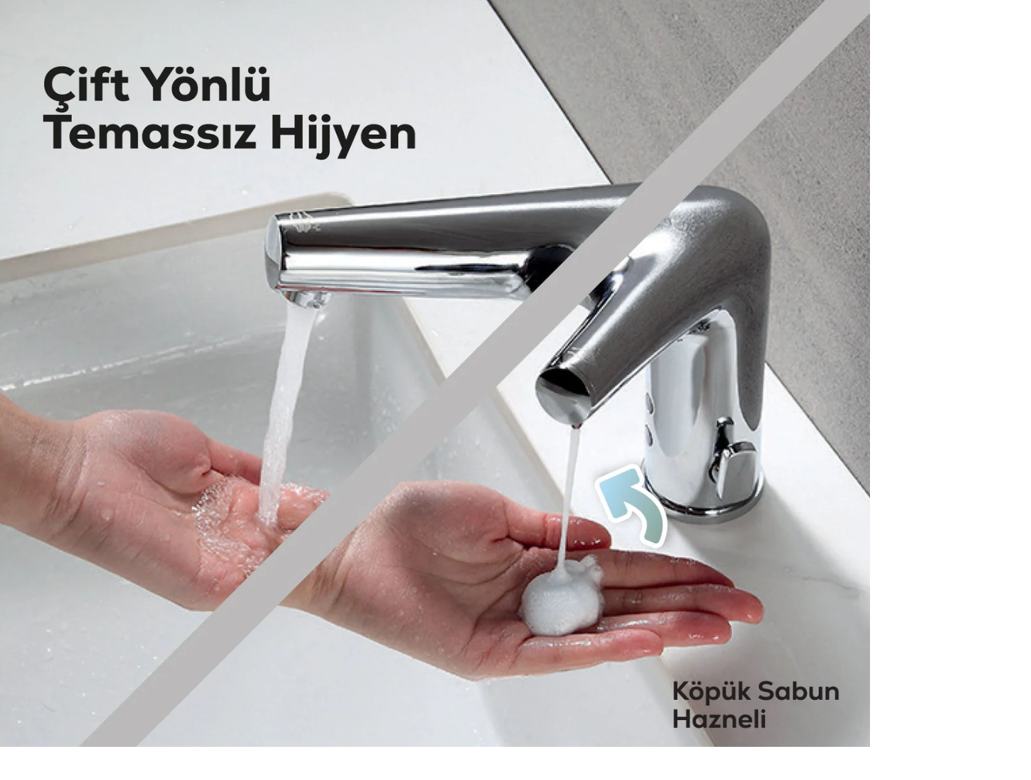 Creavit Köpük Sabun Hazneli Fotoselli Lavabo Armatürü Çift Su Girişli AC/DC BT.ES7010