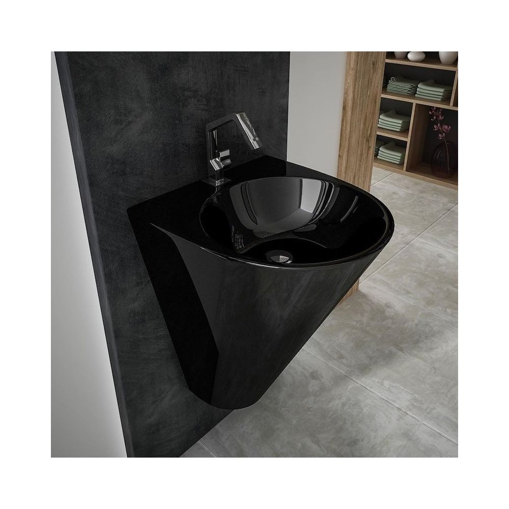 LUCCO 48 CM ASMA MONOBLOK LAVABO SİYAH(TEŞHİR)