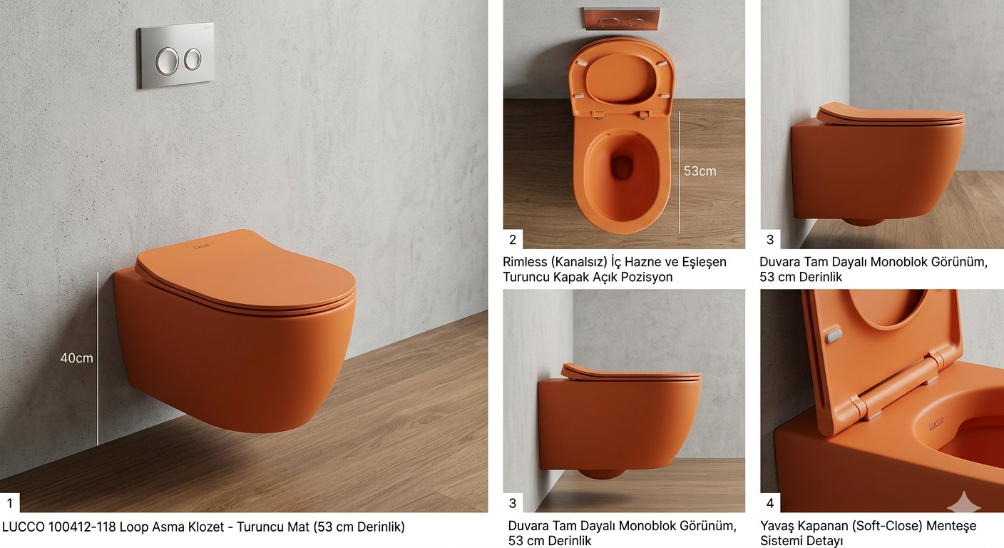 LUCCO 53 CM LOOP ASMA KLOZET+KAPAK TURUNCU(TEŞHİR)