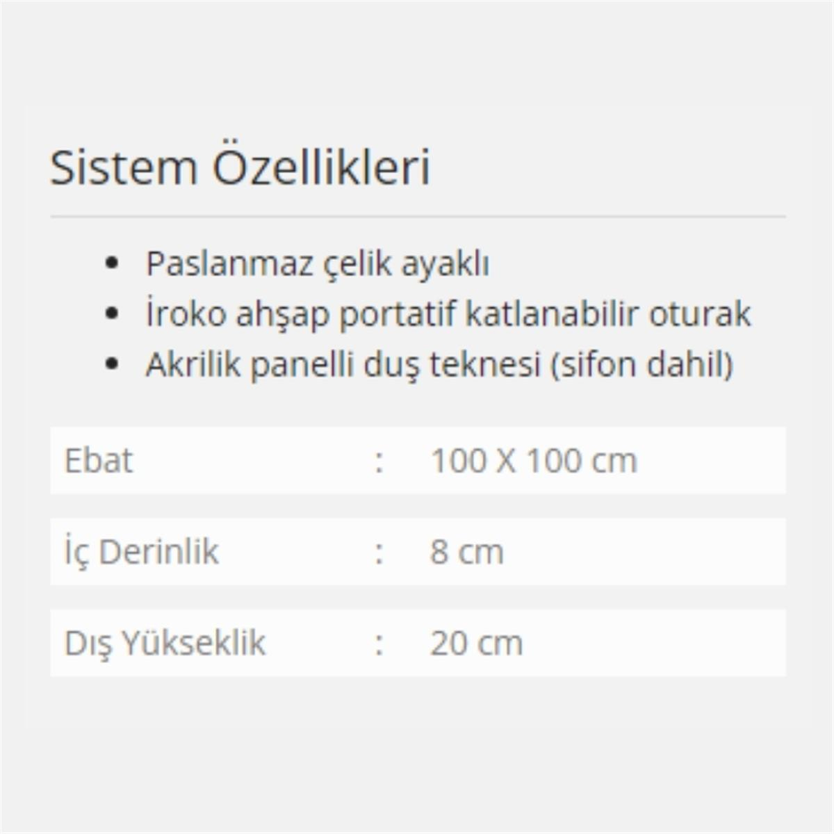 Formina Seat Panelli ve Oturmalı Duş Teknesi