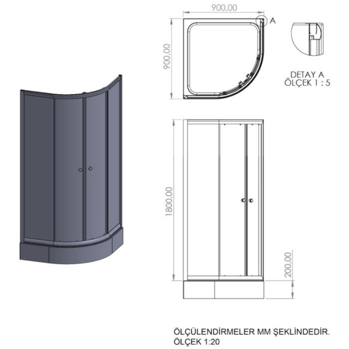 Formina Stylo Köşe Oval Kabin h180