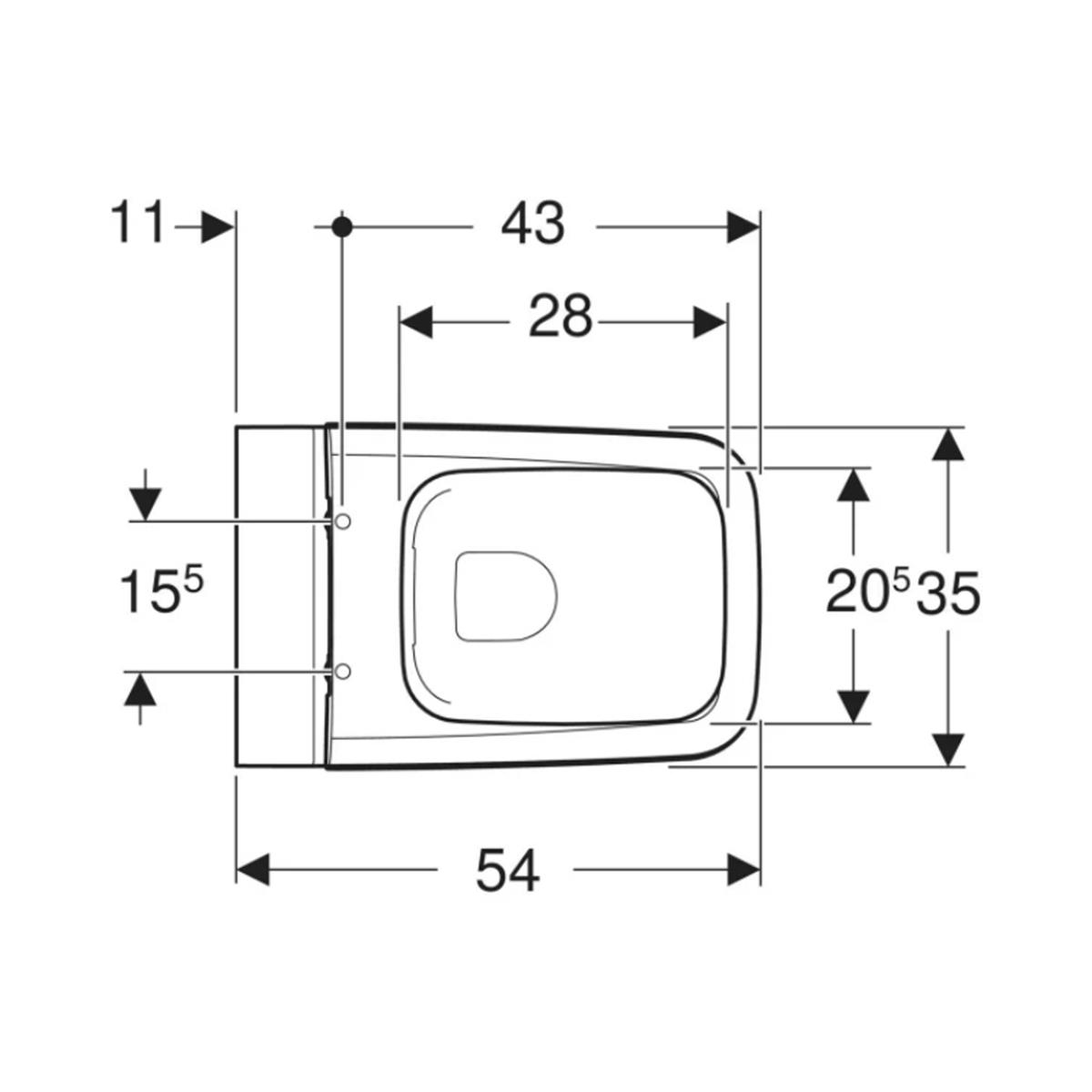 Geberit iCon Square Rimfree asma klozet, 54 cm + Kapak Dahil