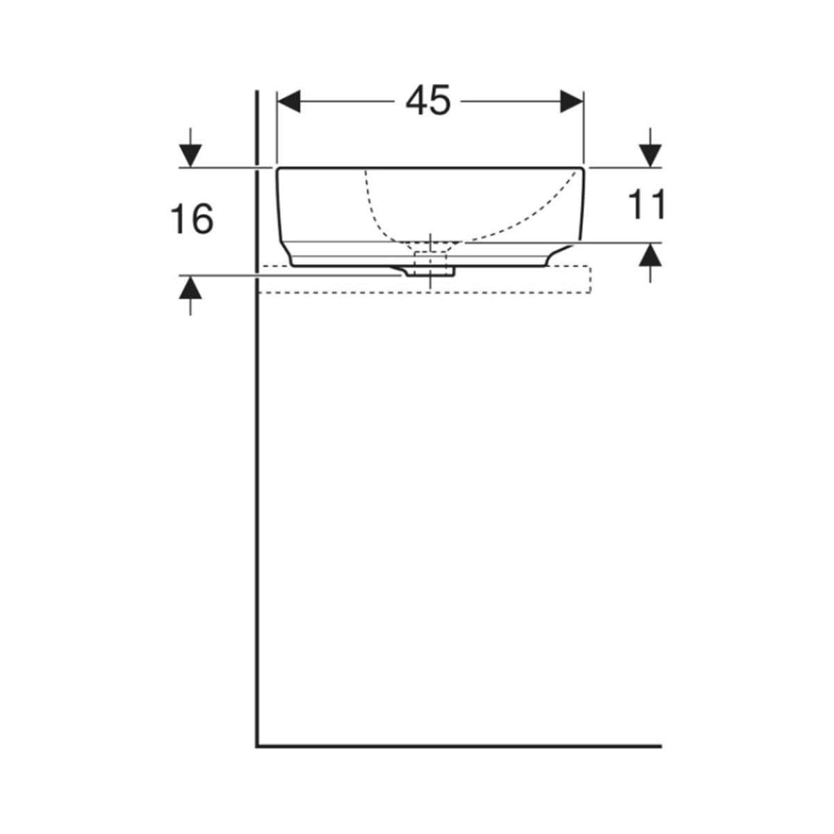 Geberit VariForm Çanak Lavabo, Dikdörtgen ve Batarya Banklı, 60x45 cm (Taşma Delikli)
