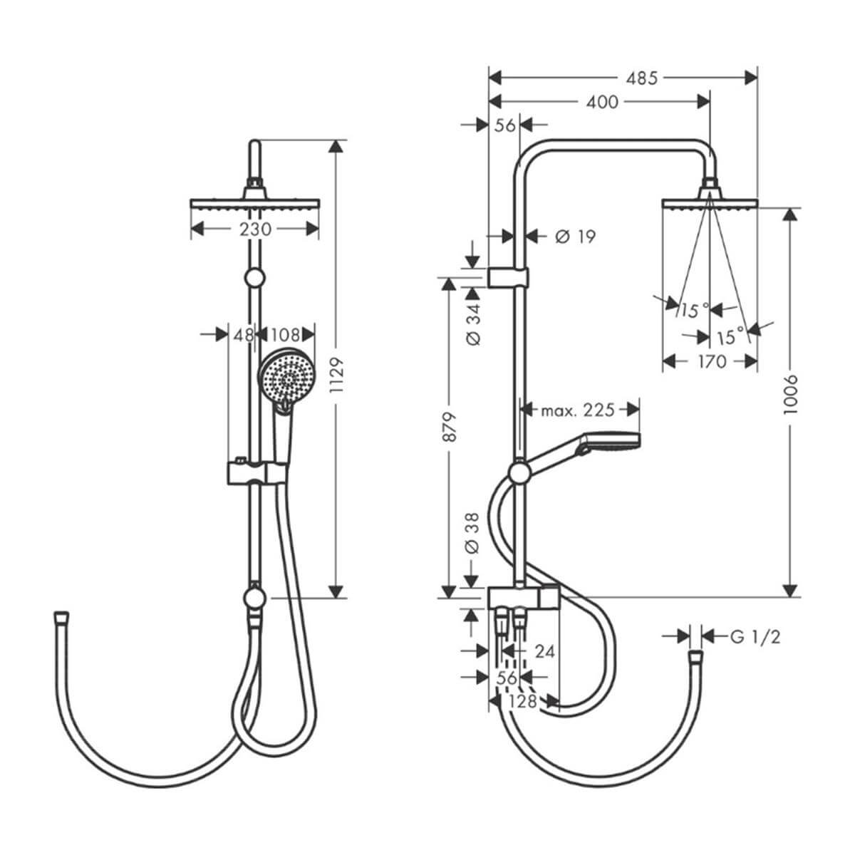 Hansgrohe Vernis Shape Duş Kolonu 230 1jet Reno, EcoSmart Satin Siyah