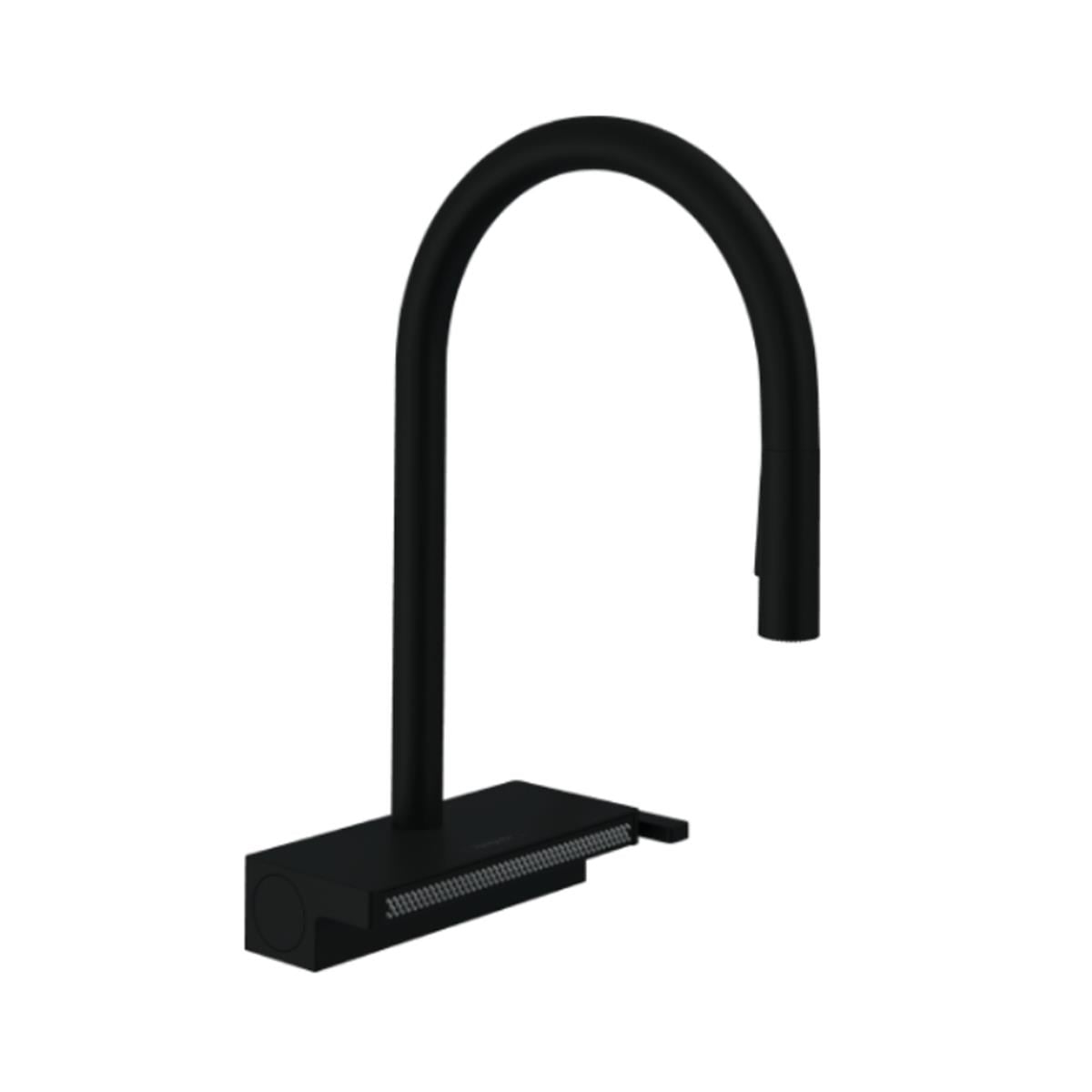 Hansgrohe Aquno Select M81 Tek kollu eviye Bataryası 170, çekilebilir el Duşu, 3jet, sBox Satin Siyah
