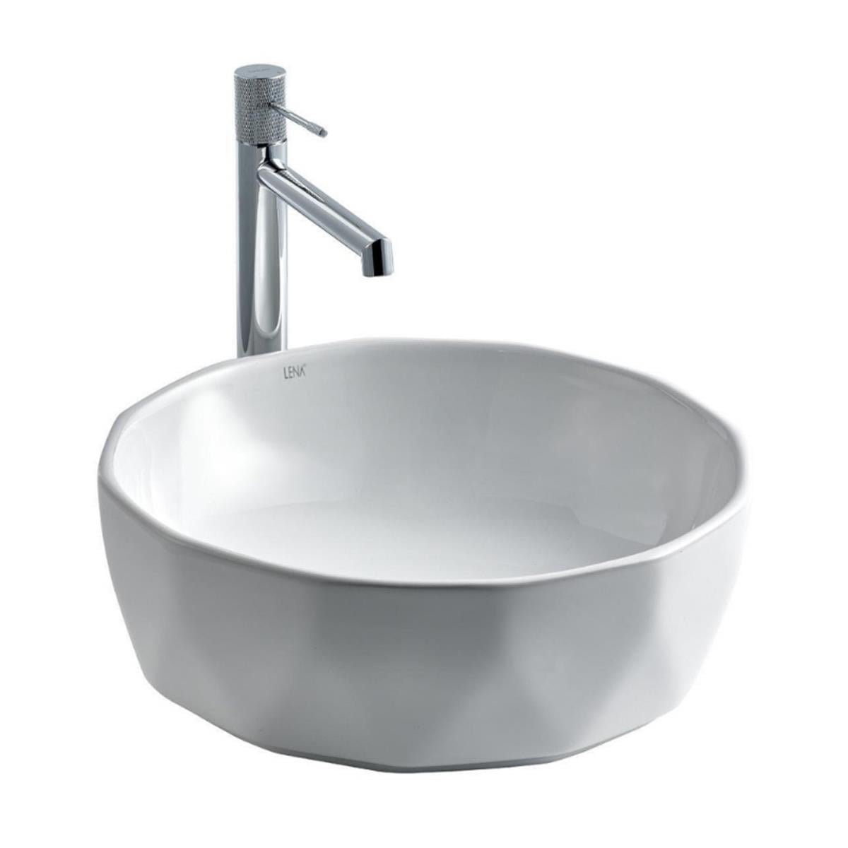 Lena E-2110 Tezgah Üstü Porselen Lavabo Beyaz