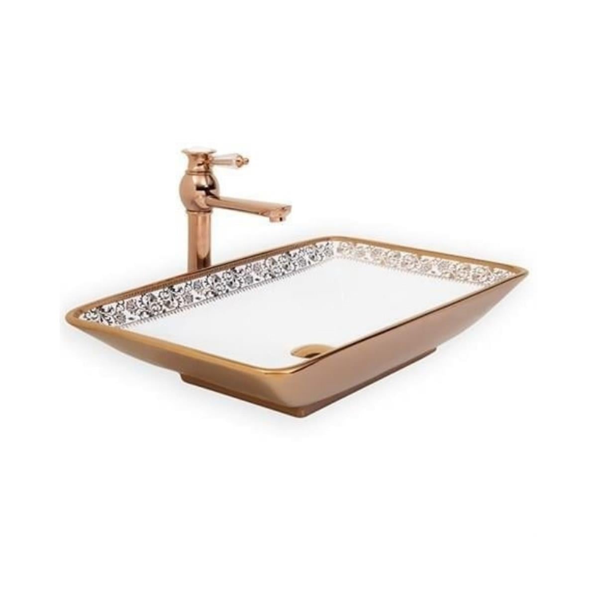 Lena E-8321 Tezgah Üstü Porselen Lavabo Rose