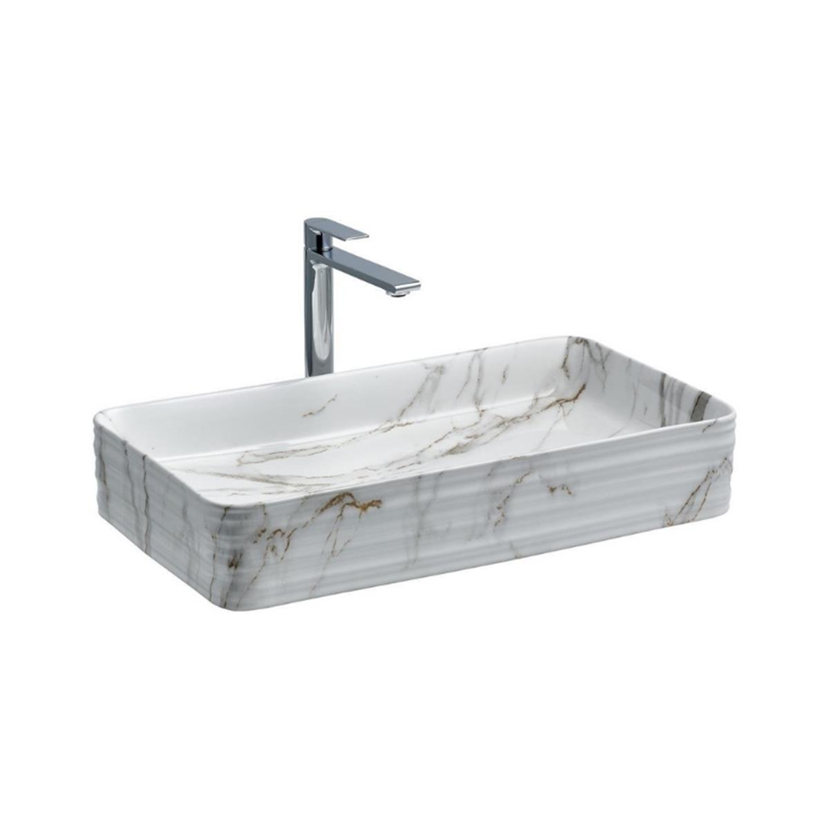 Lena E-2106M1 Tezgah Üstü Porselen Lavabo Karma