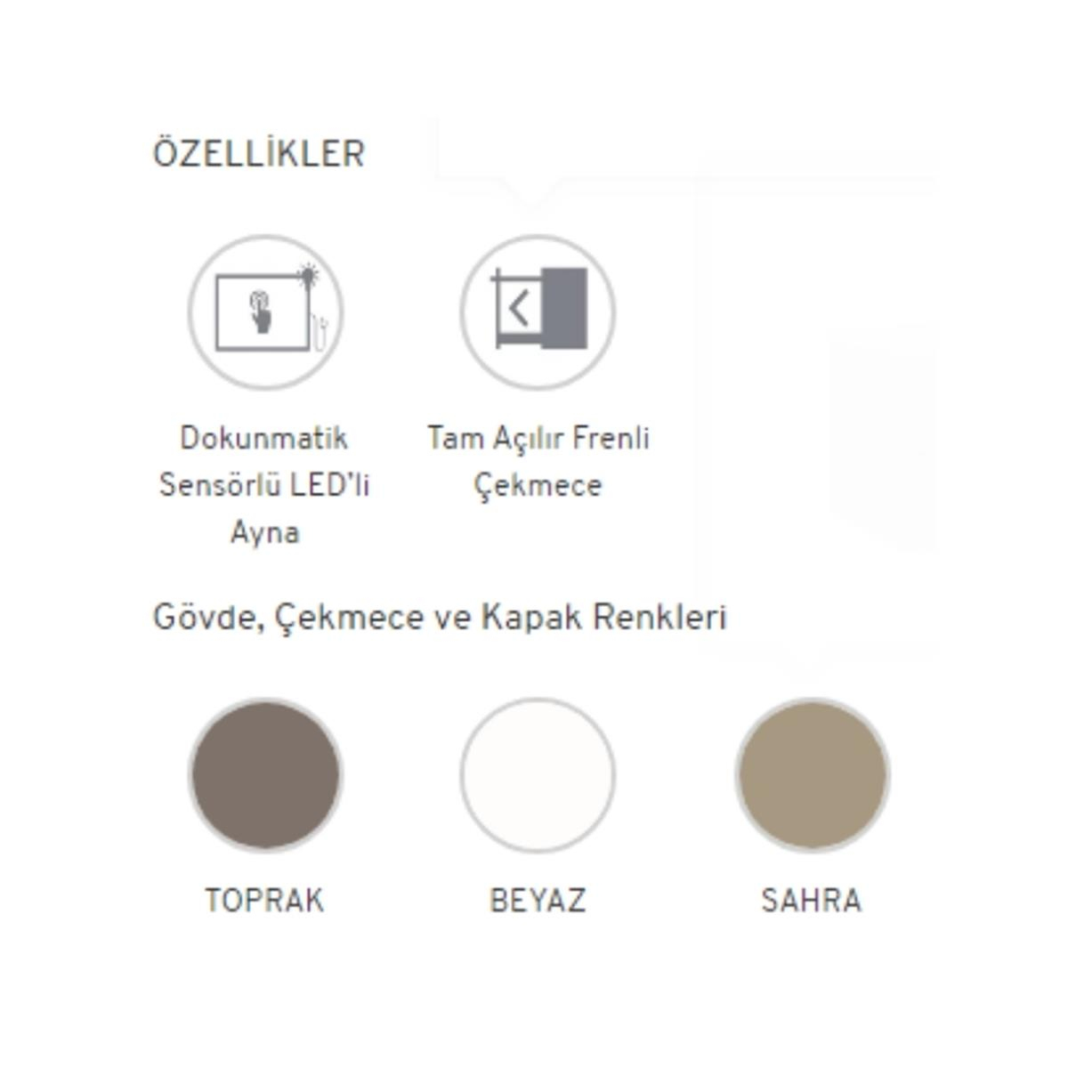 Orka Clay Banyo Dolabı Takım Çift Çekmeceli