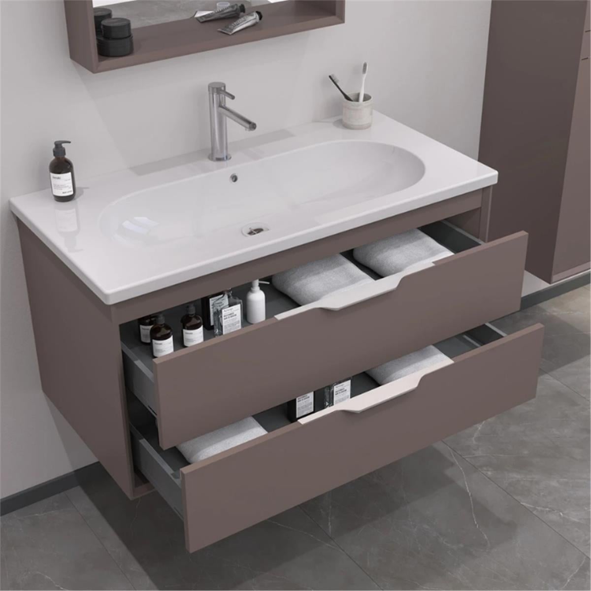 Orka Clay Banyo Dolabı Takım Çift Çekmeceli