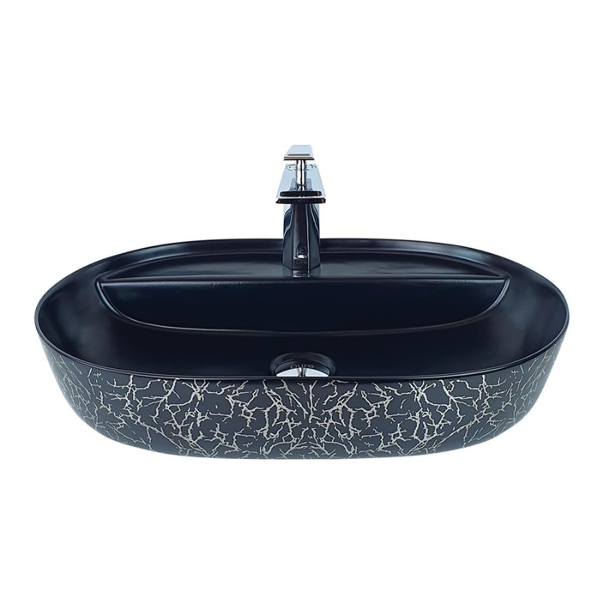 Pure Concept Marble Siyah Gümüş Çanak Lavabo