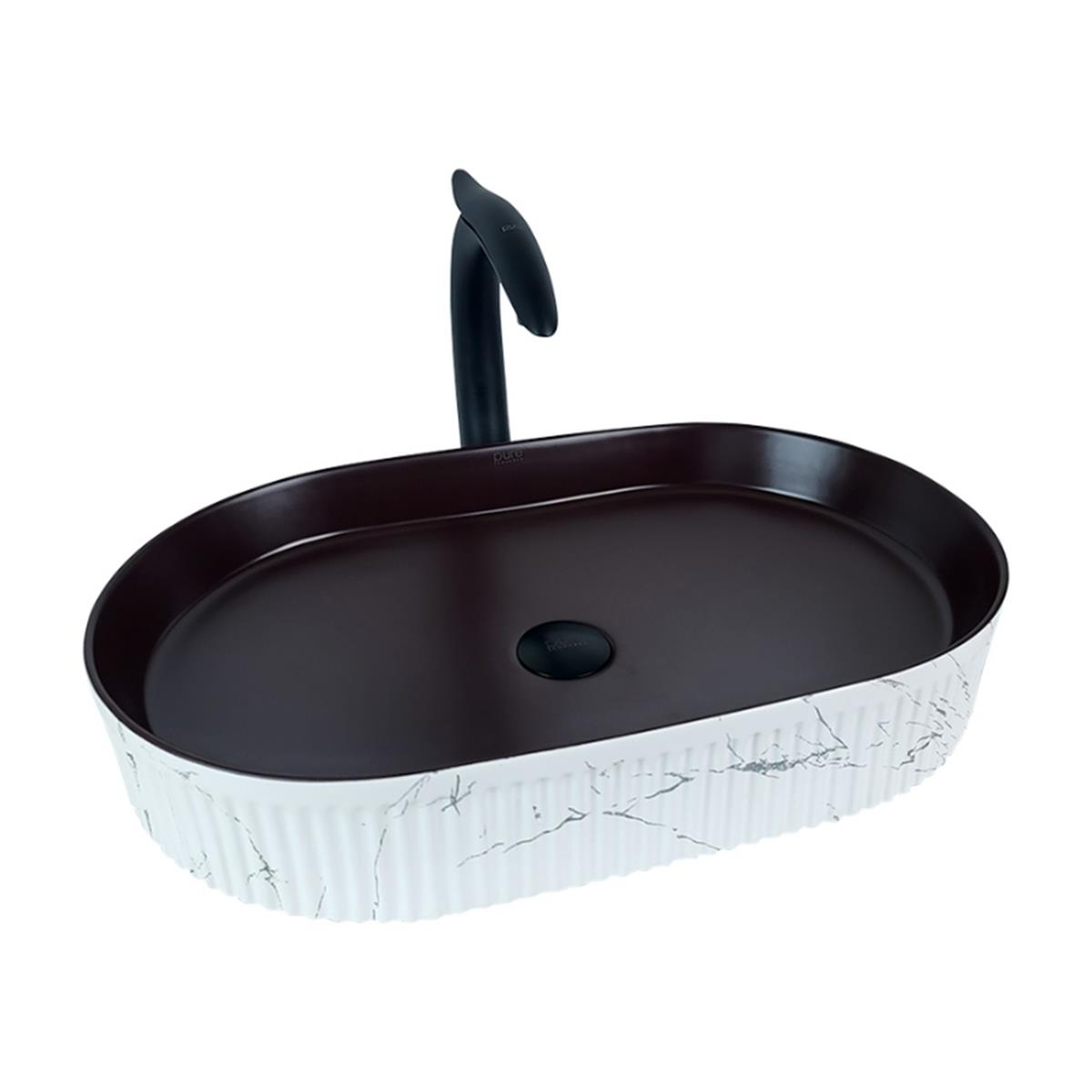Pure Concept Marmo 58 cm Beyaz Mat Bronz Tezgah Üstü Çanak Lavabo
