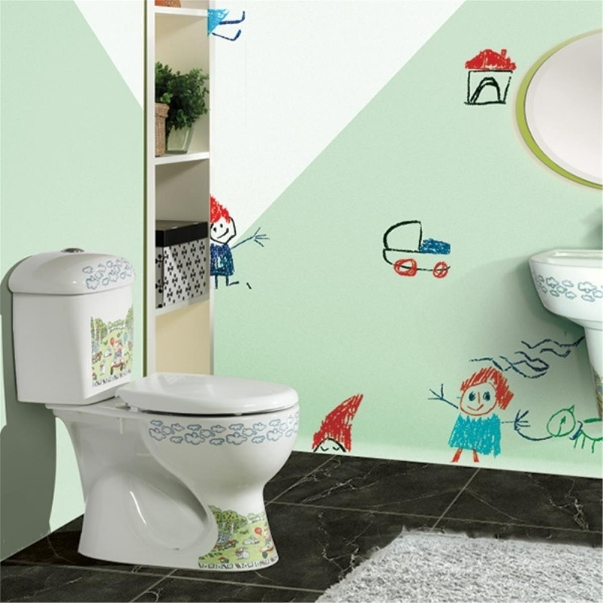Turkuaz Yumurcak Alttan Çıkışlı Klozet Set